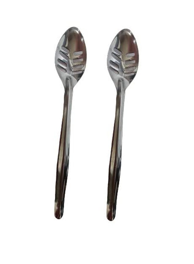 Dynore Stainless Steel 2 pcs Small Slotted/Plating Pickle/Aachar Spoon. - Image 2